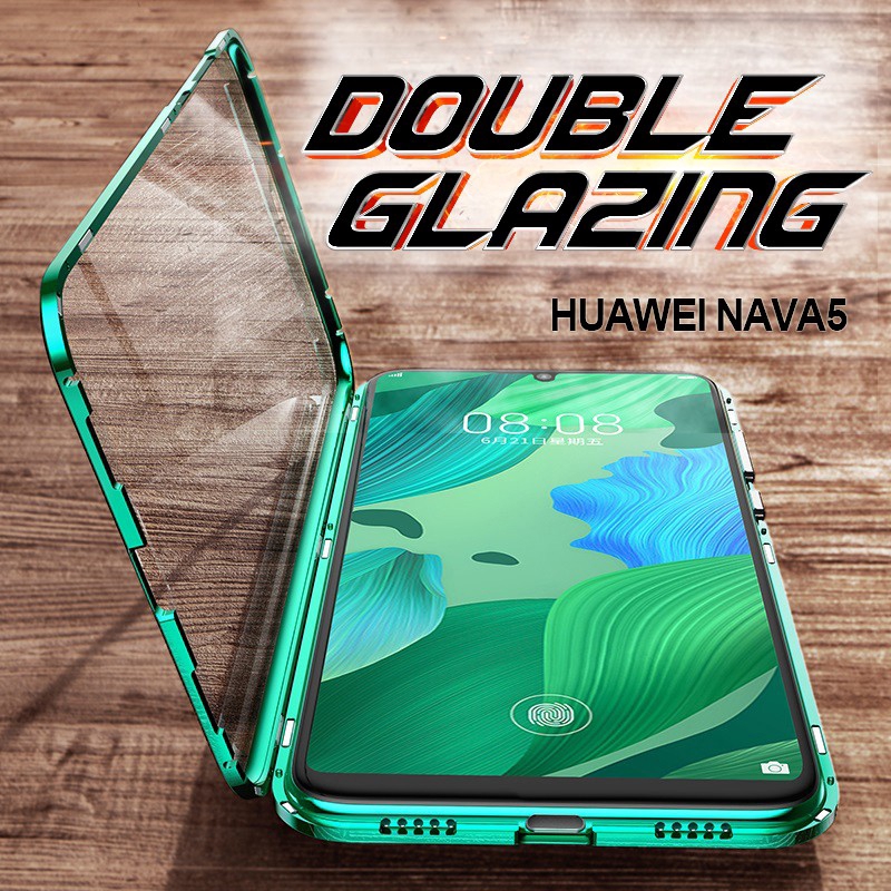 Ốp điện thoại hai mặt kính từ tính bảo vệ full 360 độ cho Huawei case Nova 2i 3 3i 4 4e 5 Pro P20 P30 Pro Lite