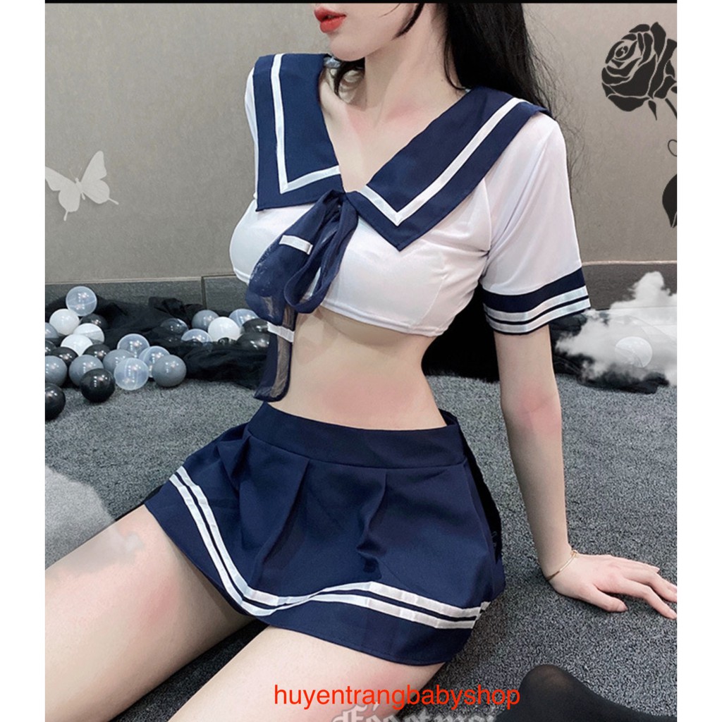 Bộ đồng phục học sinh cosplay anime sexy cao cấp váy xẻ kèm chíp <55kg