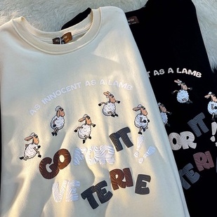 ZHELIHANGFEI Áo Sweater Dáng Rộng In Chữ Kiểu Retro Mỹ Dễ Phối Đồ