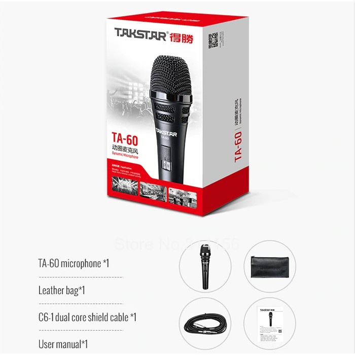 Mic hát karaoke có dây Takstar TA-60 tiếng trong, lọc tạp âm chính hãng- Bảo hành 1 năm