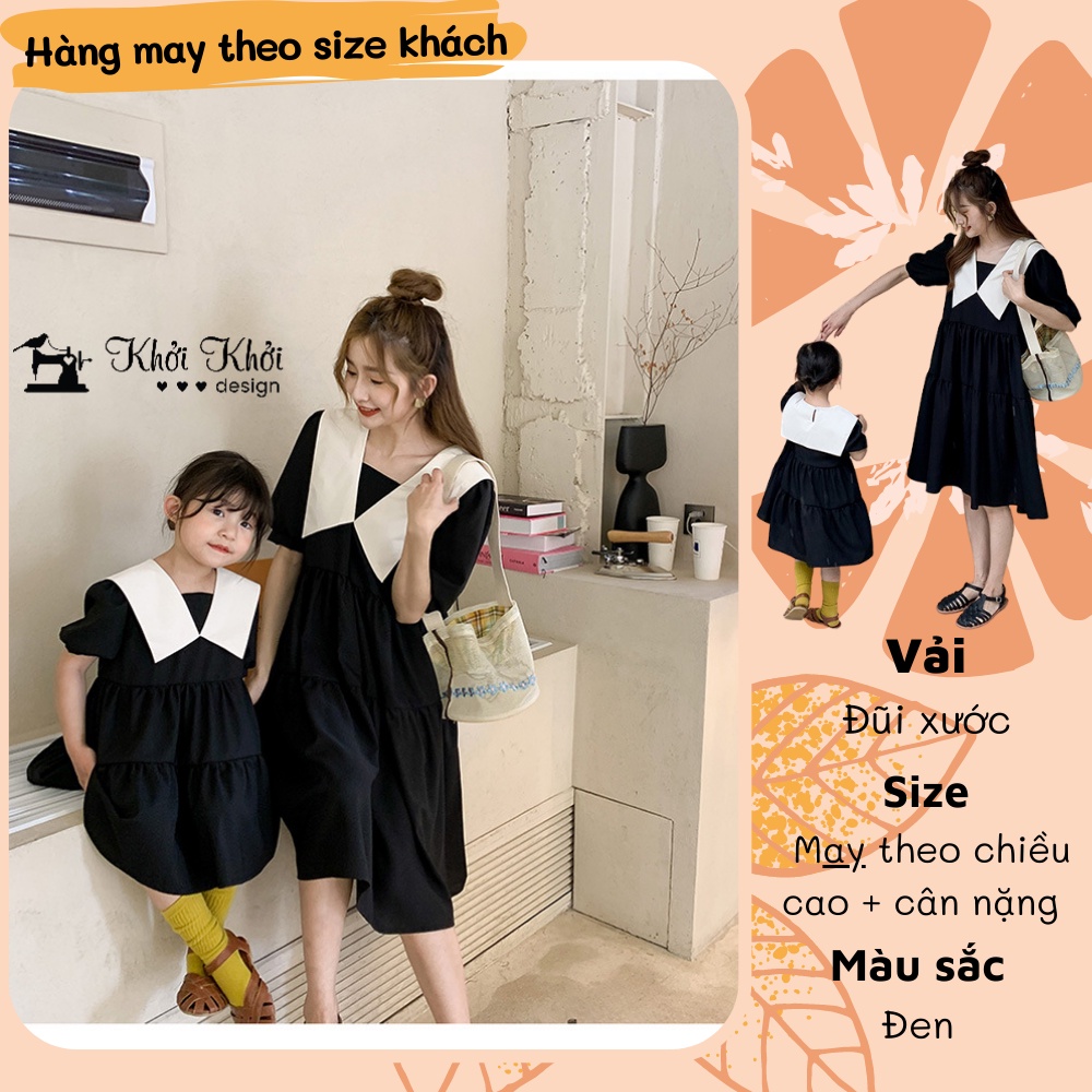 Set đôi mẹ bé xếp tầng với cổ V thời trang