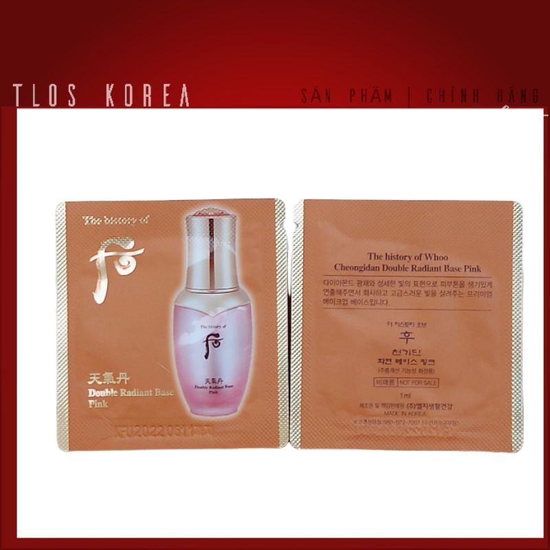 Gói sample Kem Lót tái sinh cao cấp Whoo Double radiant base pink 1ml