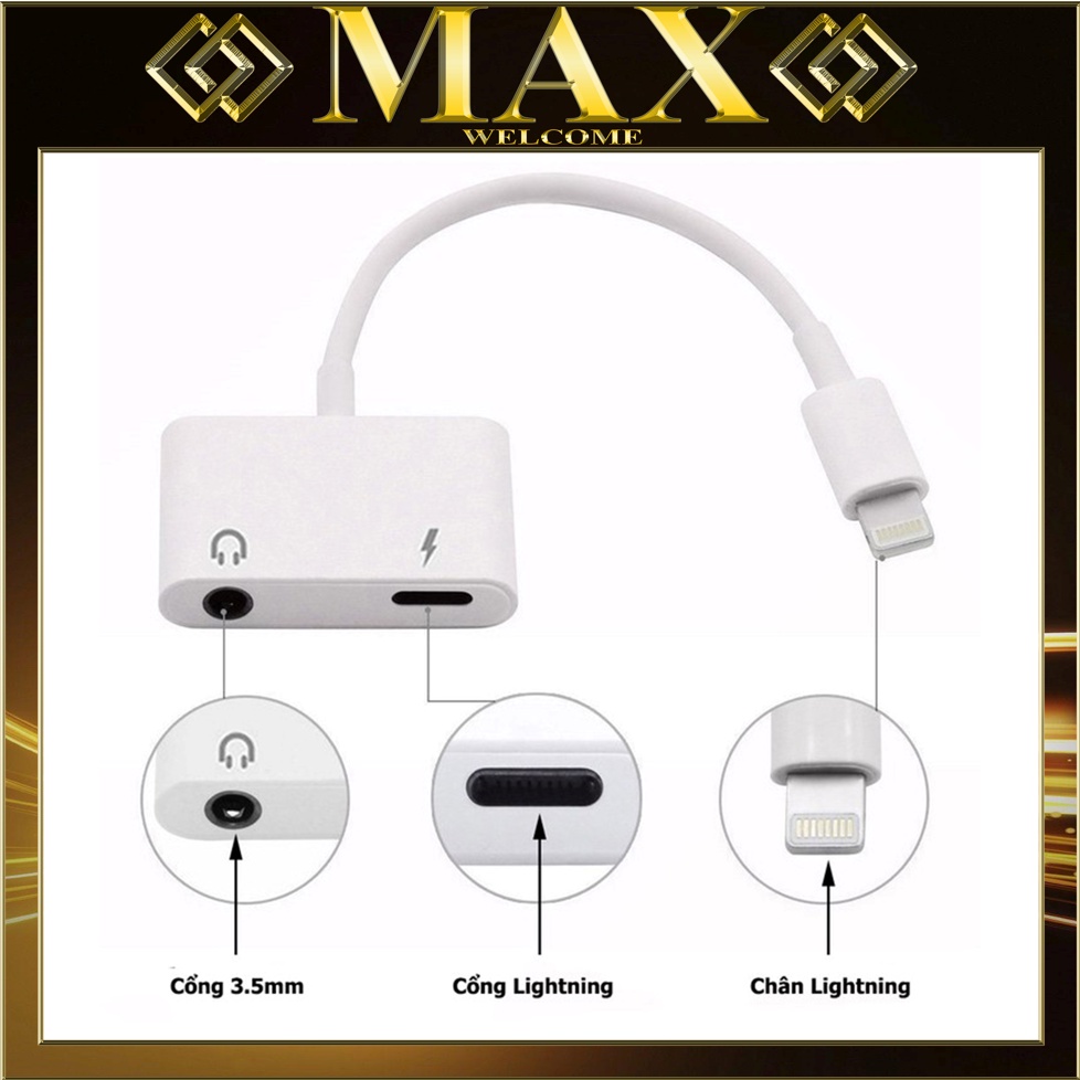 Jack - Cáp chuyển đổi từ chân Lightning sang 2 đầu: cổng tròn 3.5mm và Lightning Vừa Sạc Vừa Nghe Cực Tiện Lợi/Max