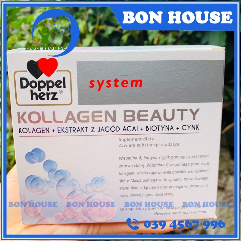 HỘP KOLLAGEN BEAUTY THUỶ PHÂN 30 ống COLLAGEN DOPPELHERZ