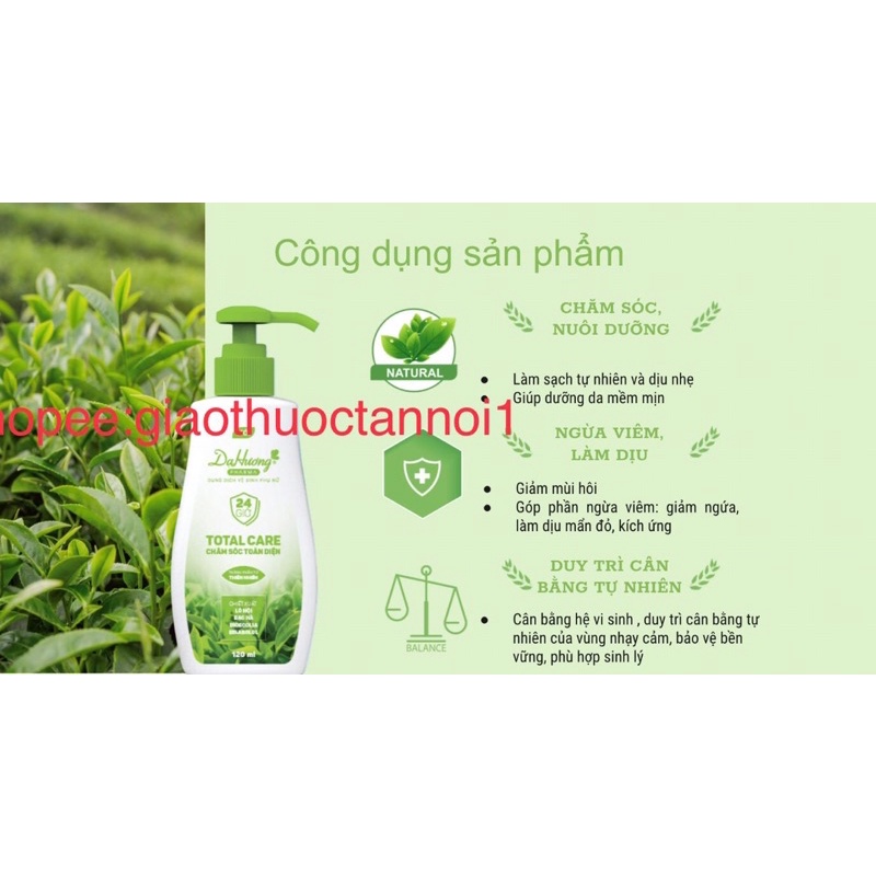 dung dịch vệ sinh phụ nữ dạ hương moisturizing (dưỡng ẩm) &amp; total care (chăm sóc toàn diện) thành phần từ thiên nhiên