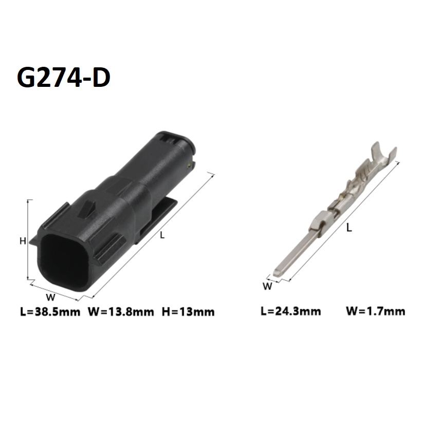 G274-Giắc cắm đầu dò radar cản trước của Volvo 2 lỗ màu đen rãnh ngang 1mm