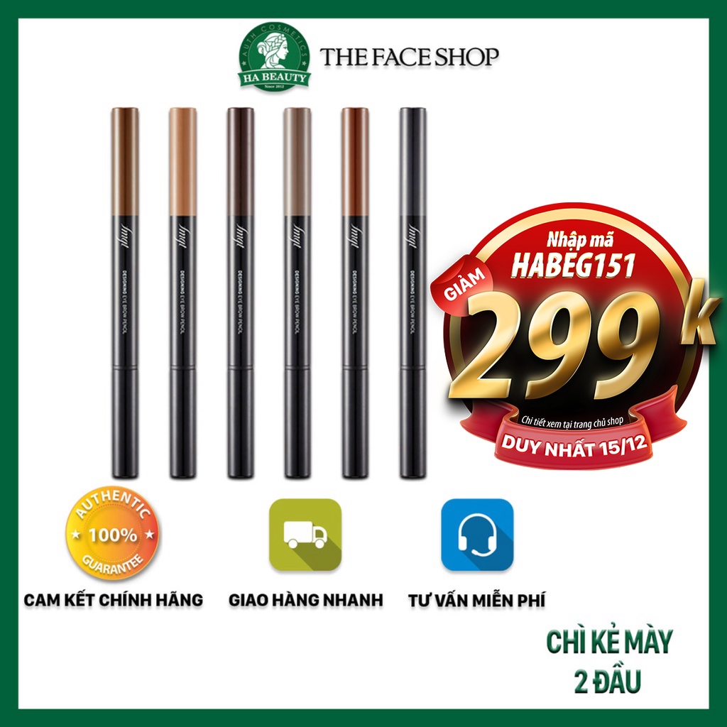 Chì kẻ mày trang điểm chân mày lông mày The Face Shop fmgt Designing Eyebrow Pencil 0.25g