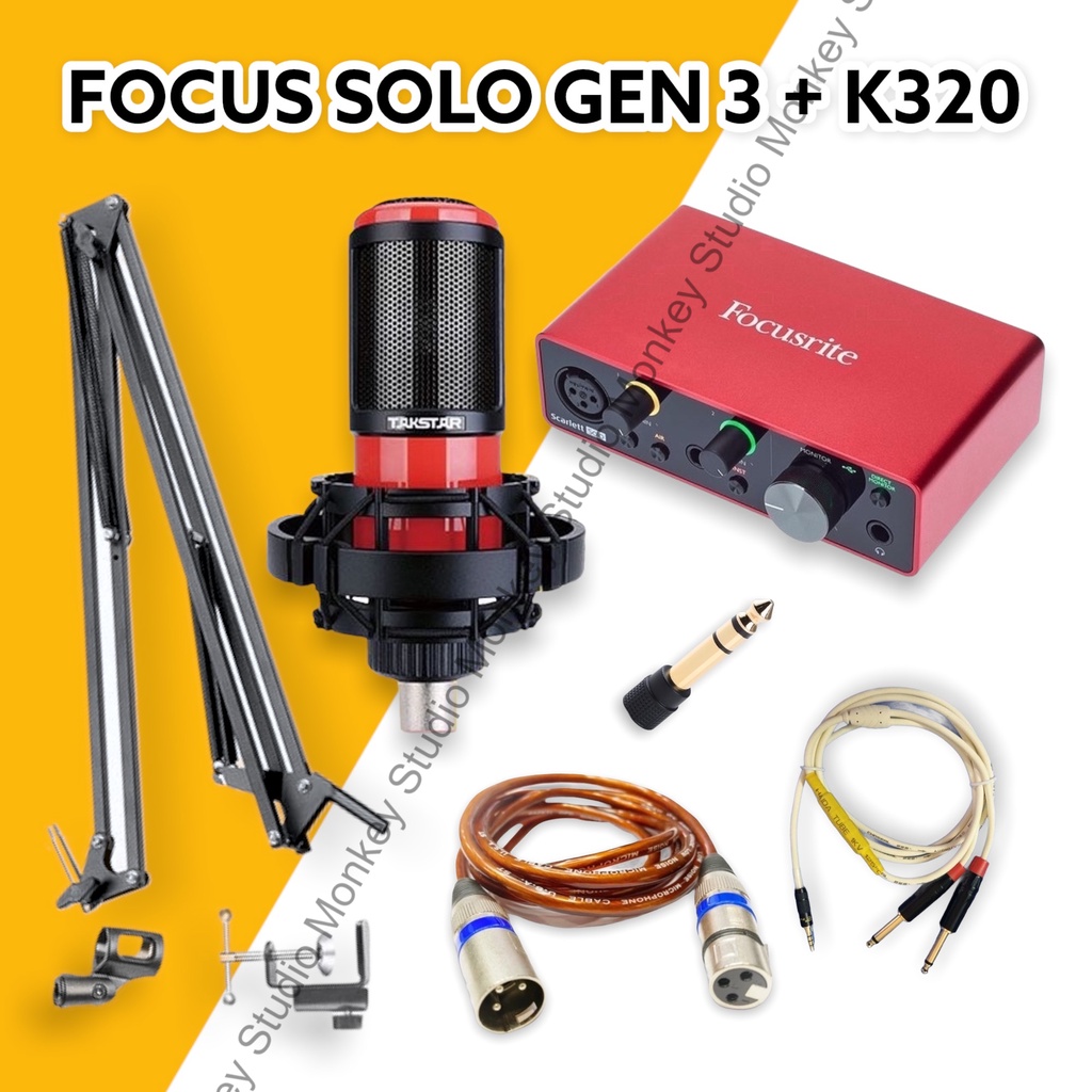 Bộ Combo Mic Thu Âm Hát Livestream Focusrite Solo Gen 3 &amp; Mic TAKSTAR PC K320 ⚡BH 1 NĂM⚡ Thu Âm Điện Thoại Máy Tính