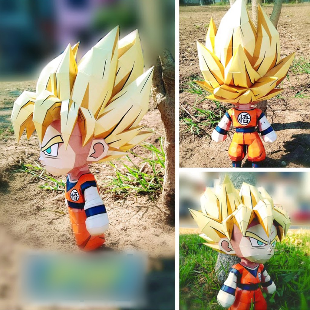 Mô hình giấy Anime Dragon Ball Chibi Goku SSJ