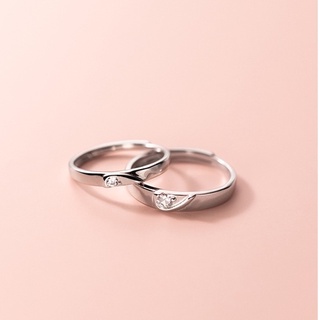  Nhẫn đôi nhẫn cặp nam nữ bạc s925 đôi trái tim ghép hạt pha lê NĐ34 