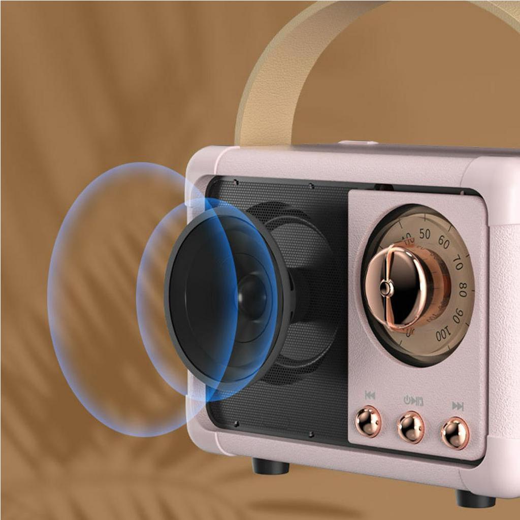 [Hàng HOT] Loa Bluetooth không dây mini di động - Loa nghe nhạc bluetooth cổ điển có quai cầm bằng da【Carbon070】