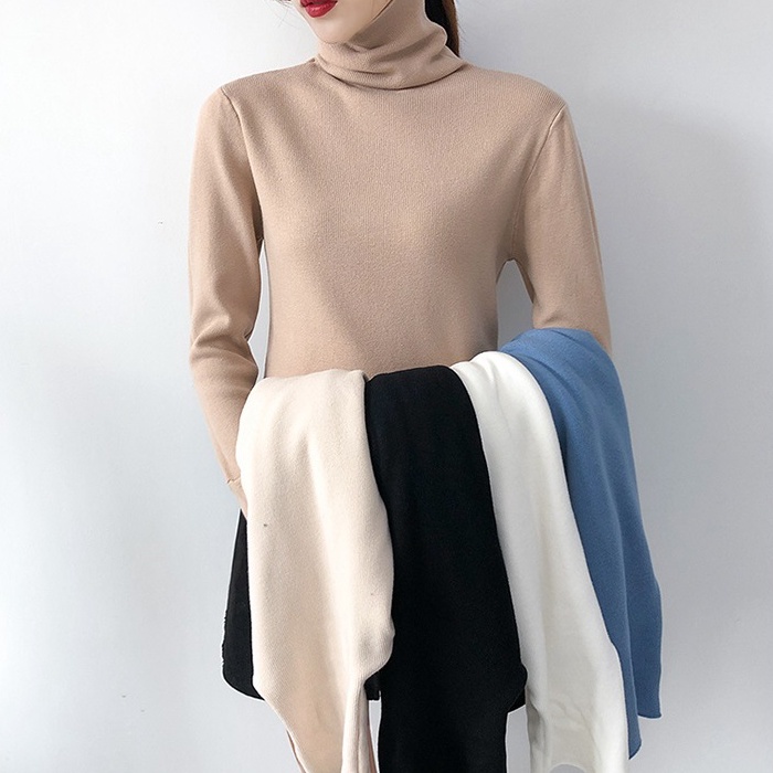 【HangFei】Áo Len Tay Dài Cổ Lọ Dáng Ôm Theo Phong Cách Phương Tây Dễ Phối Đồ