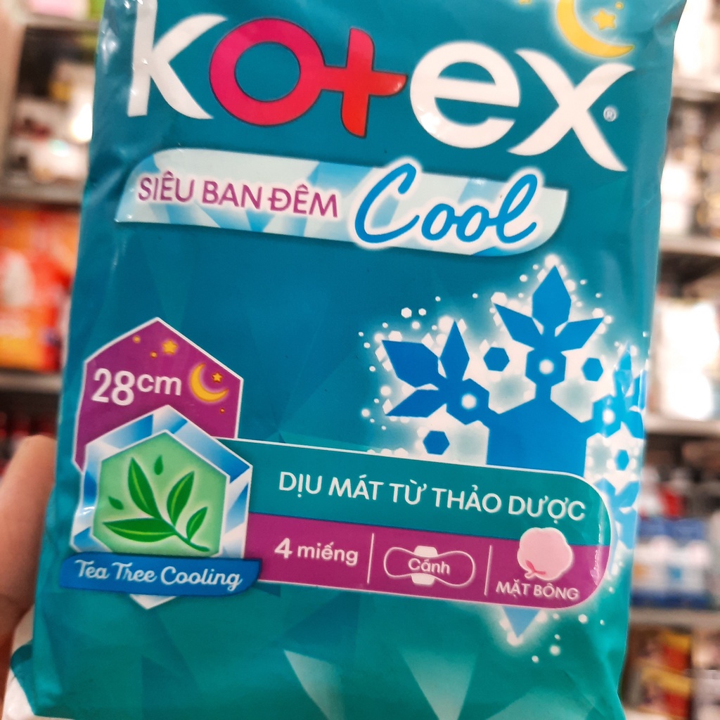 Băng vệ sinh siêu ban đêm Kotex Cool 4 miếng 28cm