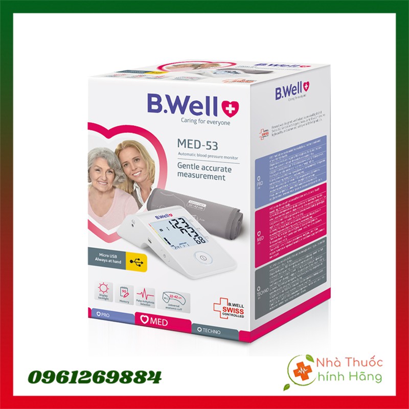 Máy Đo Huyết Áp Bắp Tay - B.Well Swiss Med 53 - Bảo Hành 5 năm (1 đổi 1)