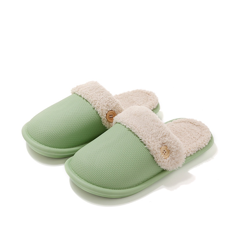 ⭐Winter New⭐ Cặp đôi ấm áp gia đình Chinelos de algodão, chinelos de casal, chinelos removíveis e laváveis ​​internos Pl