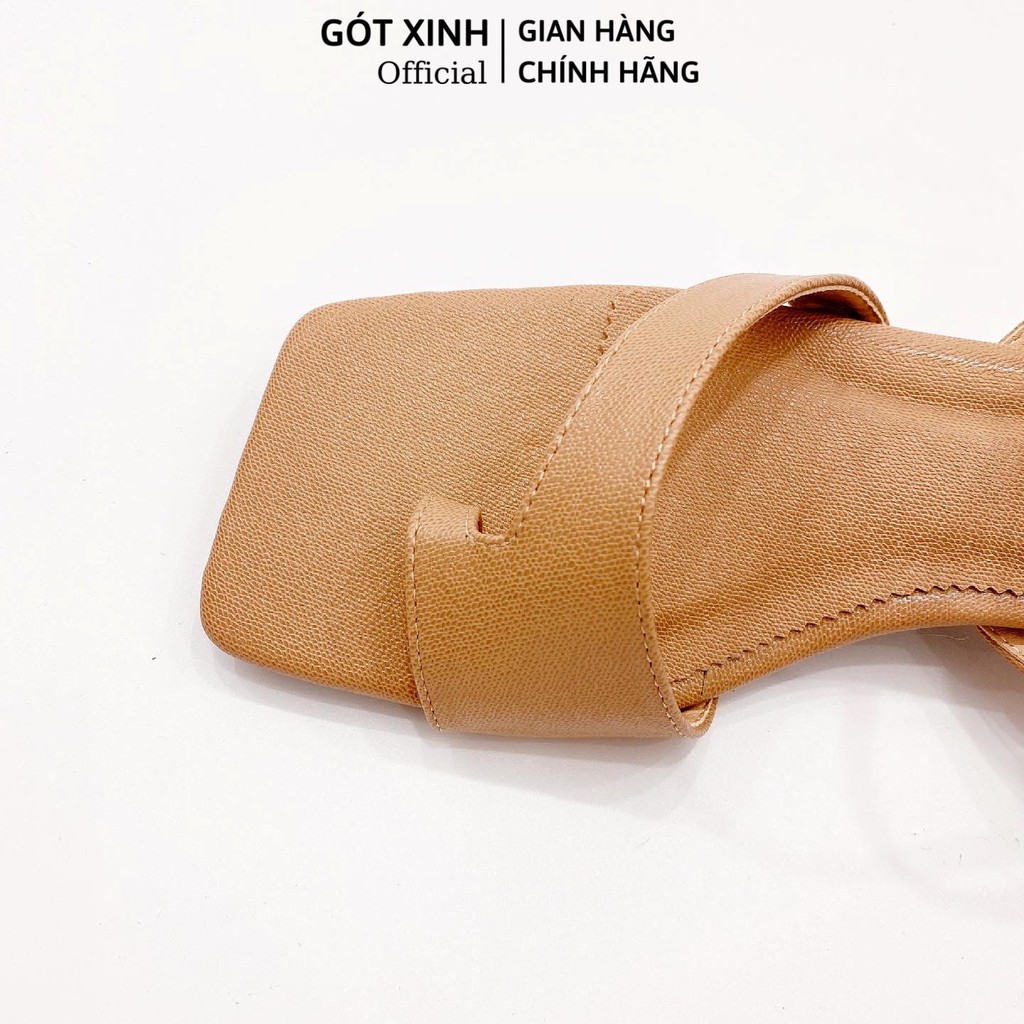 Giày sandal nữ GÓT XINH SD11 màu đen da mềm xỏ ngón đế vuông cao 3cm