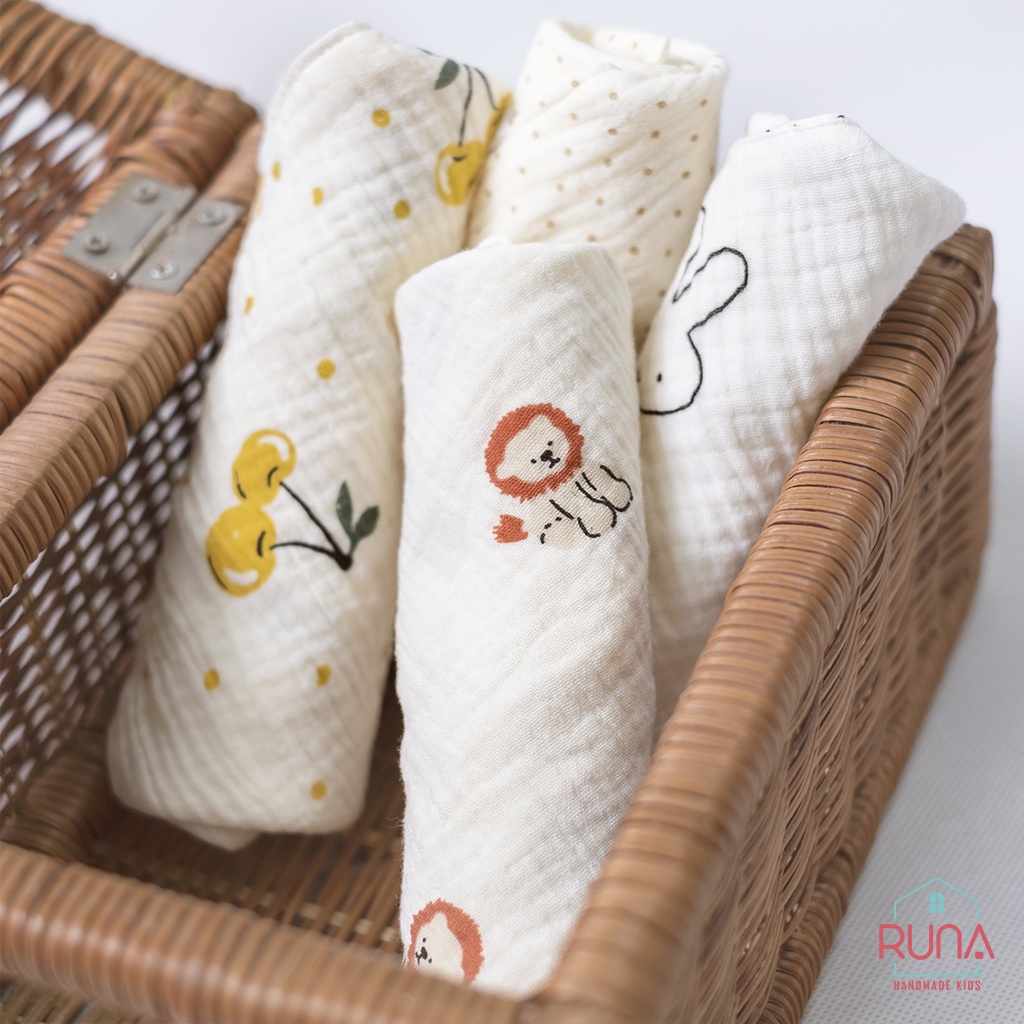 Khăn xô Muslin RUNA KIDS 4 lớp siêu mềm mại cho bé yêu