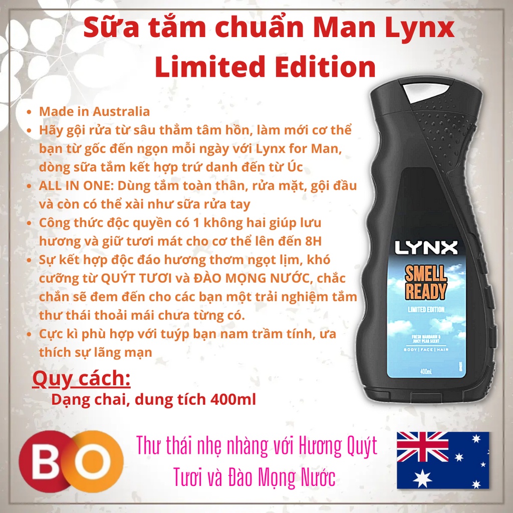 Sữa tắm chuẩn Man Lynx Limited Edition/ ICE CHILL/ WASABI & FRESH LINEN