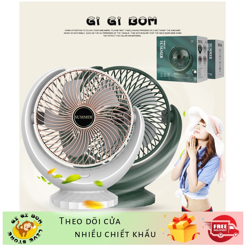 GiGiBomstoreQuạt Điện quạt tích điện Quạt Điện Gia Dụng Quạt Nhỏ Sạc USB，Không Tiếng Ồn Để Bàn Mini Cầm Tay Tuổi Thọ Pin
