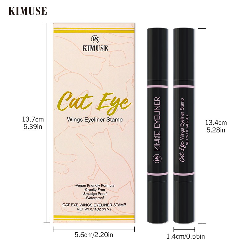 Set 2 bút kẻ mắt KIMUSE kháng nước có đầu vẽ đuôi mắt trang điểm làm đẹp độc đáo 40g