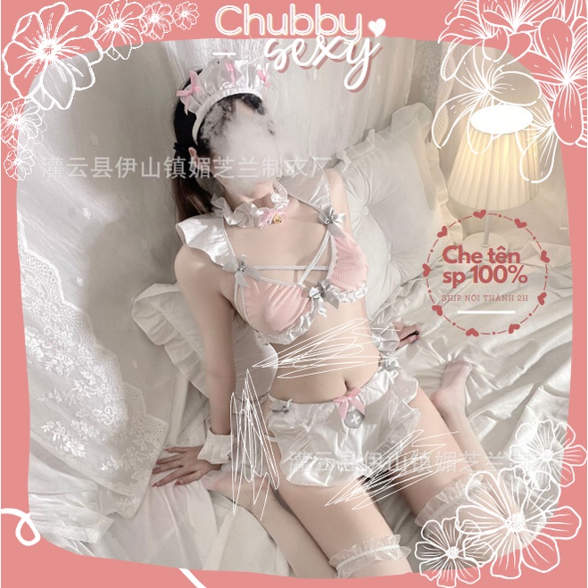 Cosplay Thỏ Hồng Lolita - Set Hoá Trang Bé Thỏ Bikini 8 Chi Tiết Quyến Rũ Gợi Cảm Kích Thích - CPL47 - Chubby.Sexy