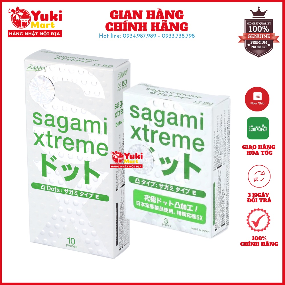 Bao cao su SAGAMI EXTREME WHITE cao cấp gân gai và chấm nổi Hộp 10 bao và hộp 3 bao