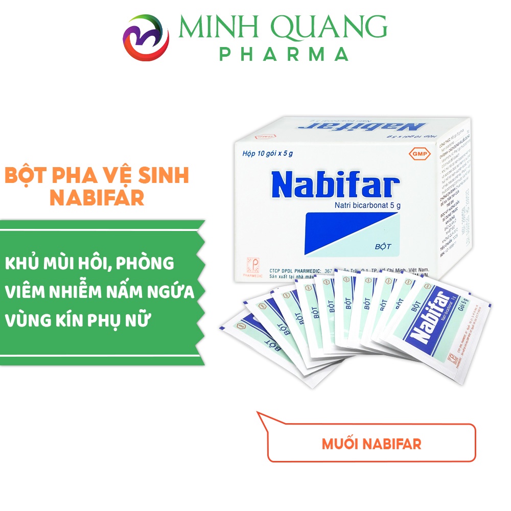 Bột pha dung dịch vệ sinh phụ nữ NABIFAR khử mùi hôi hộp 10 gói x 5g