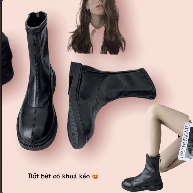 boot đen bệt / Bốt trắng mũi nhọn 🎉 style boho 🧸 ảnh thật ➡️ phom cực chơi