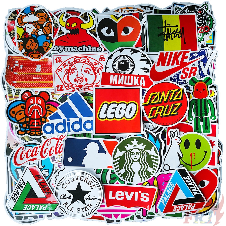 Set 200 Miếng Dán Logo &amp; Vans Trang Trí Đa Năng