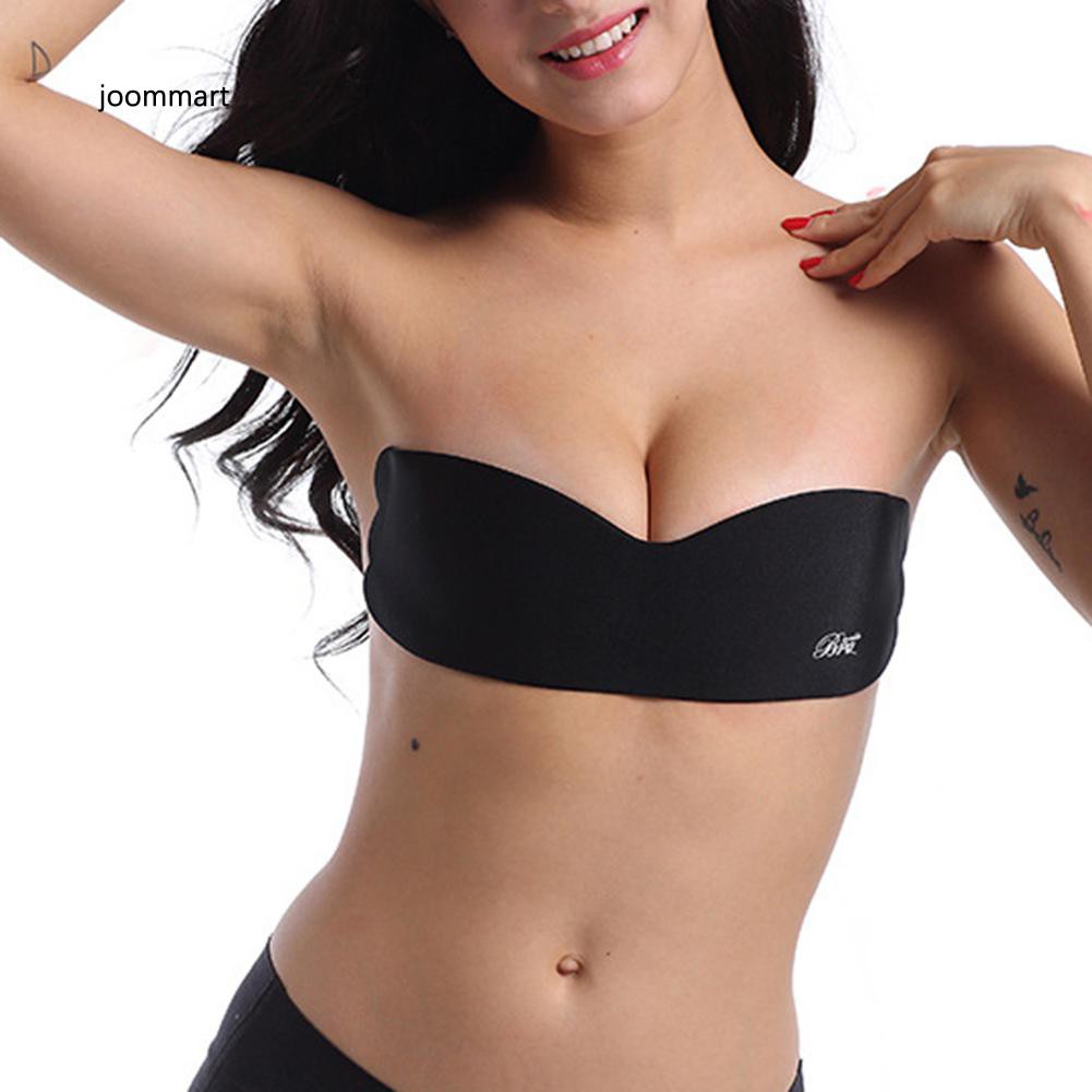 Women Push Up Backless Strapless Adhesive Nipple Cover Silicone Invisible Bra
