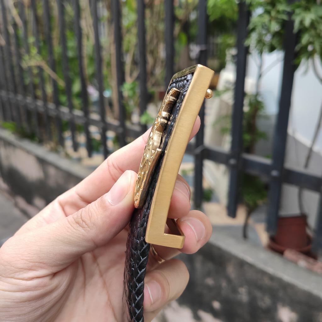 Nịt cá sấu  mặt khóa hình cá sấu thép ko gỉ. Da Bụng Liền Tấm Đan Viền!