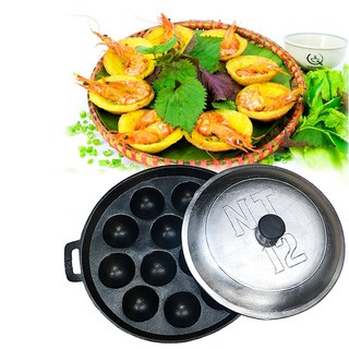 Khuôn Bánh Khọt 12 Lỗ Chống Dính Có Nắp Khuôn Dày [ Ảnh Thật ]