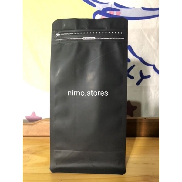 Sỉ 1kg Túi zip zipper 8 CẠNH Đen Trắng đựng cafe KHÔNG VAN