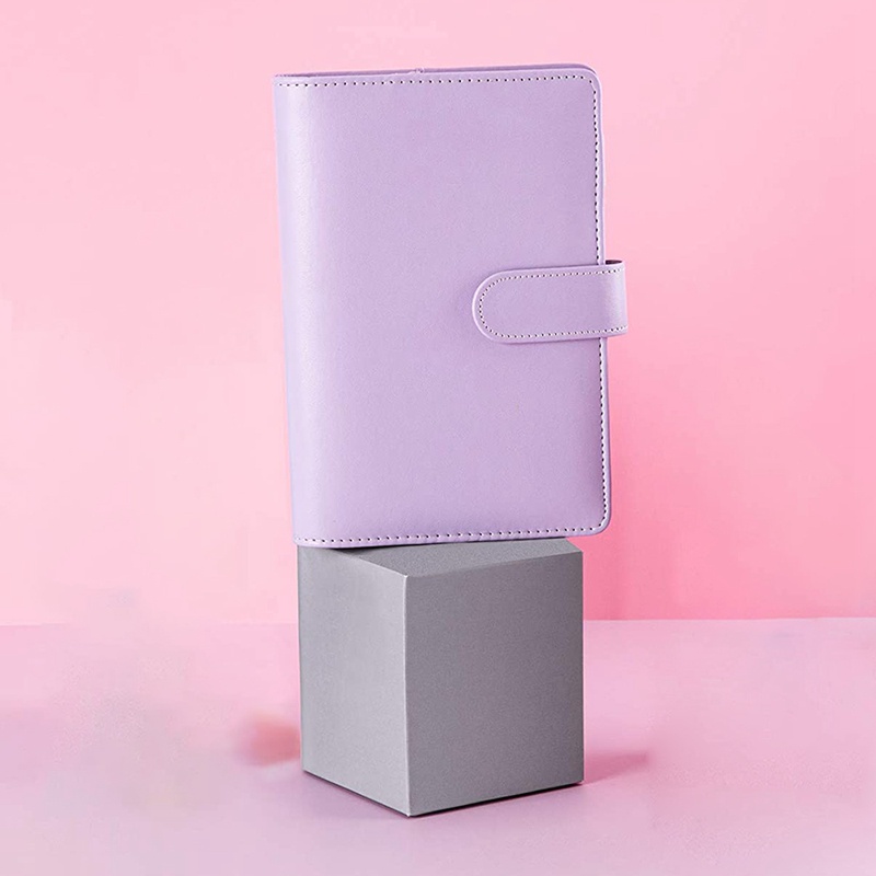 2 Bìa sổ tay A6 da pu với phụ kiện màu tím/xanh dương tùy chọn