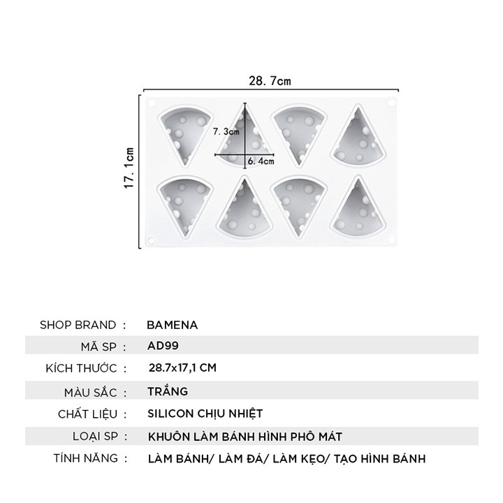 Khuôn silicon làm bánh thạch đậu hũ pudding hình pho mát cho bé ăn dặm AD99