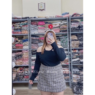 bigsize - ❤️🔱 SET ÁO HỞ VAI CHÂN VÁY DẠ 🔱❤️