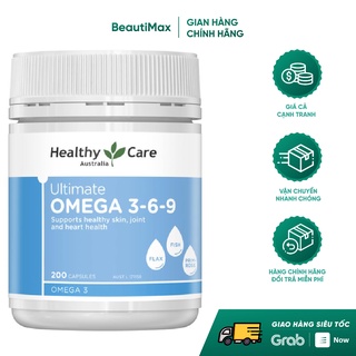 Viên uống giảm mỏi mắt Healthy Care Ultimate Omega 369 hỗ trợ tim mạch huyết áp 200 viên Beautimax