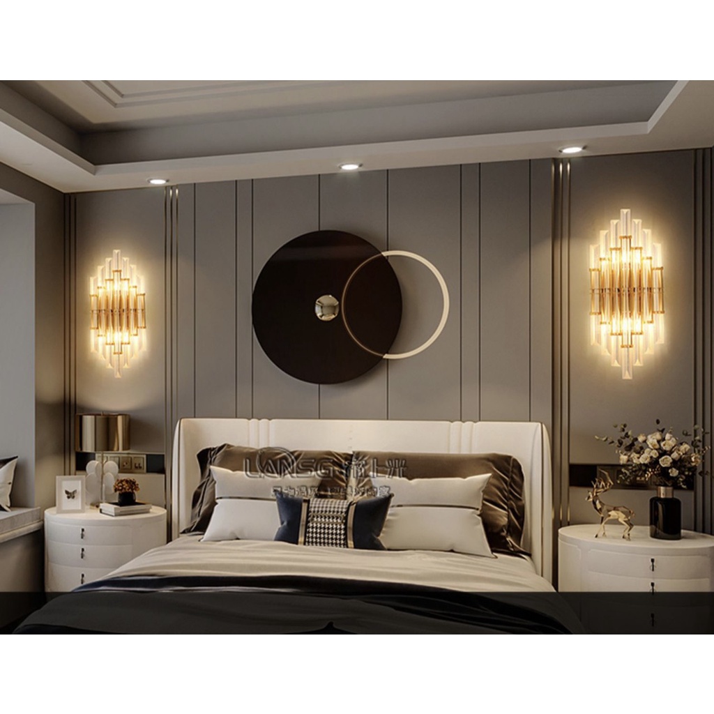 Đèn tường pha lê decor sang chảnh, Đèn hắt trang trí hiện đại