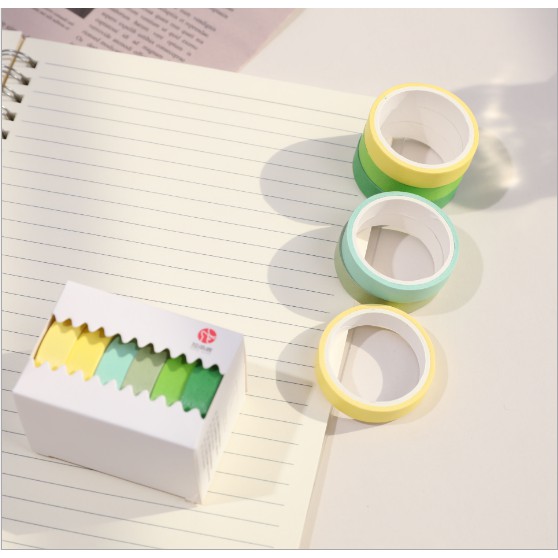 Set Washi Tape 6 cuộn băng dính nhiều màu sắc dùng trang trí DIY- Văn Phòng Phẩm Sáng Tạo