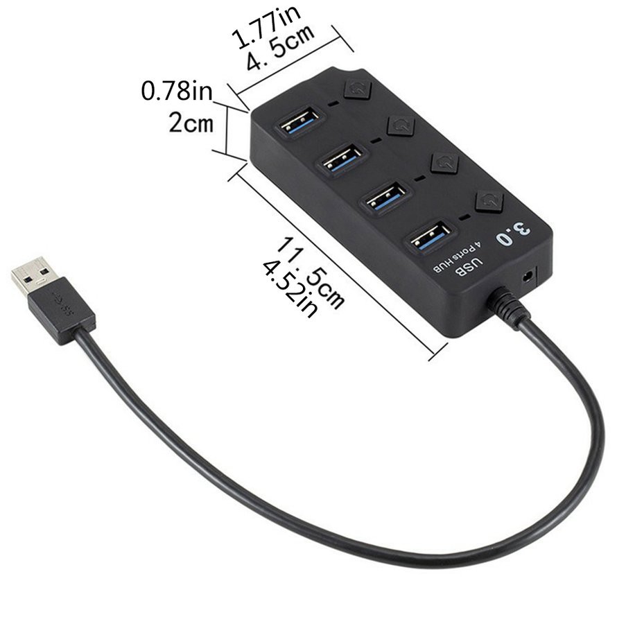 Đầu Chia 4 Cổng Usb 3.0 N119 Tốc Độ Cao Có Công Tắc Chìa Khóa