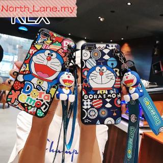 Ốp Lưng In Hình Doraemon Có Dây Đeo Xinh Xắn Cho Oppo Realme C2 A9 2020 A5 2020