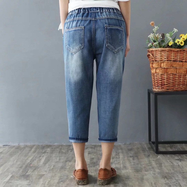 Quần jean baggy nữ size đại, quần jean bò bagyy nữ lưng thun eo co giãn size đại M ĐẾN 3XL