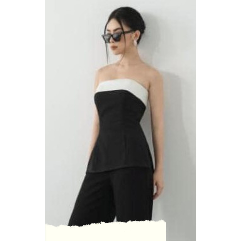 Áo Crop Cup Ngực Đen Phối Trắng