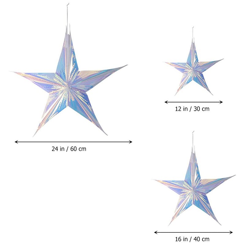 Giấy Nhôm Treo Trần Nhà Hình Ngôi Sao Màu Cầu Vồng Kích Thước 12 / 16 / 24 Inch
