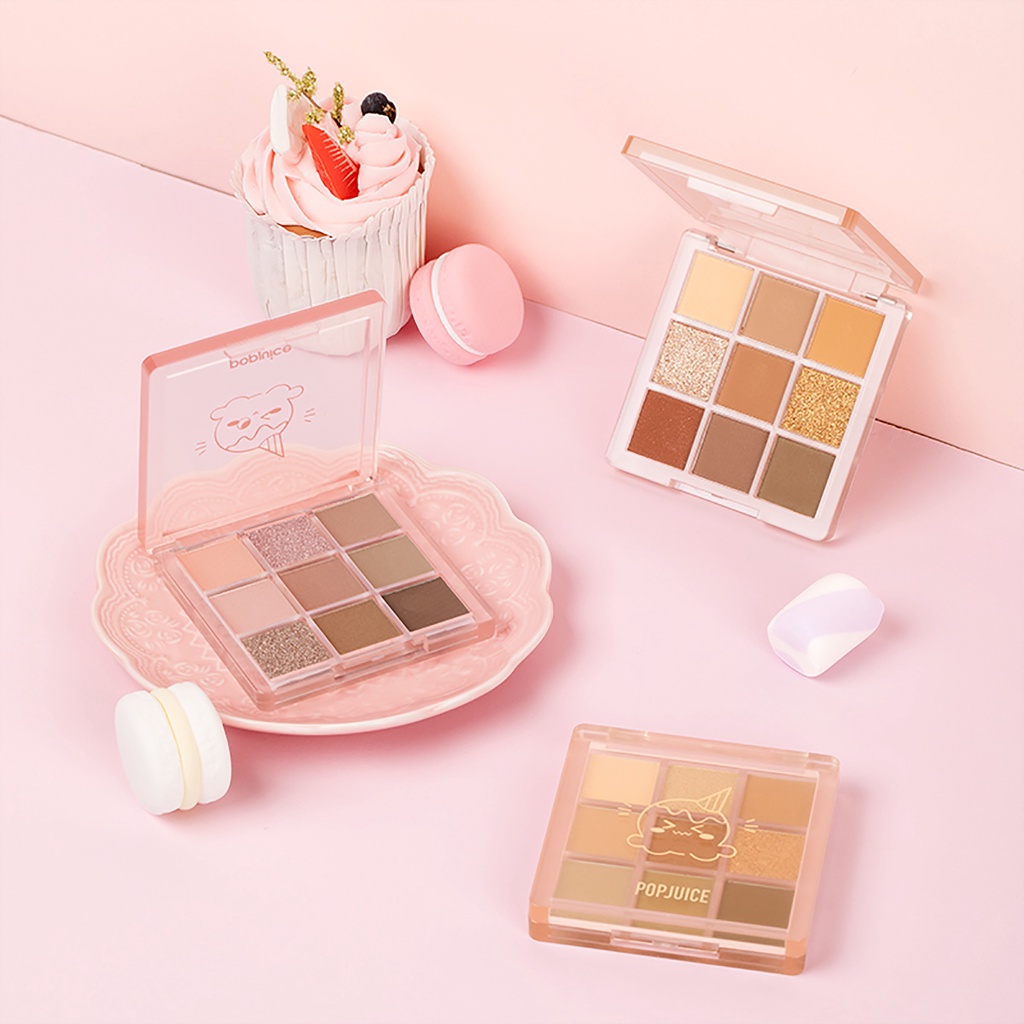 Popjuice Bảng Phấn Mắt Popfeel 9 Màu Kết Cấu Mịn Màng Chống Nước Chống Mồ Hôi