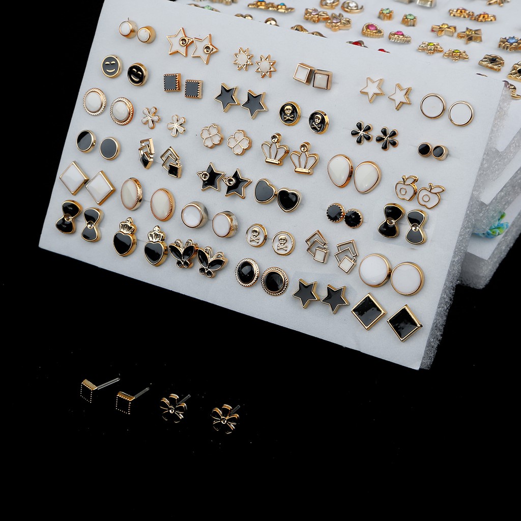 （Trộn ngẫu nhiên）Set 36 đôi bông tai nhiều màu sắc phong cách vintage thời trang dành cho nữ