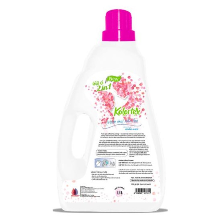 Combo 4 Chai Nước Giặt Xả Kolortex kháng khuẩn Nano Bạc 2in1 Siêu Đậm Đặc Hoa Mẫu Đơn 2,8l/chai