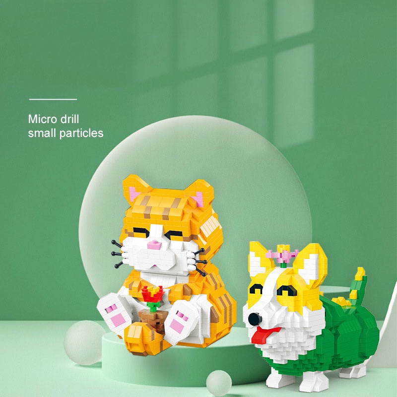 Đồ Chơi Lắp Ráp Hình Chó Corgi/Mèo/Cún Husky Hoạt Hình DIY Dành Cho Trẻ Em Tương thích với gạch