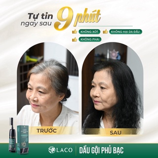 Dầu Gội Phủ Bạc Laco, Nhuộm Tóc Đen Xanh Tự Nhiên Sau 9 Phút, Có Lược Chải Tiện Dụng, An Toàn