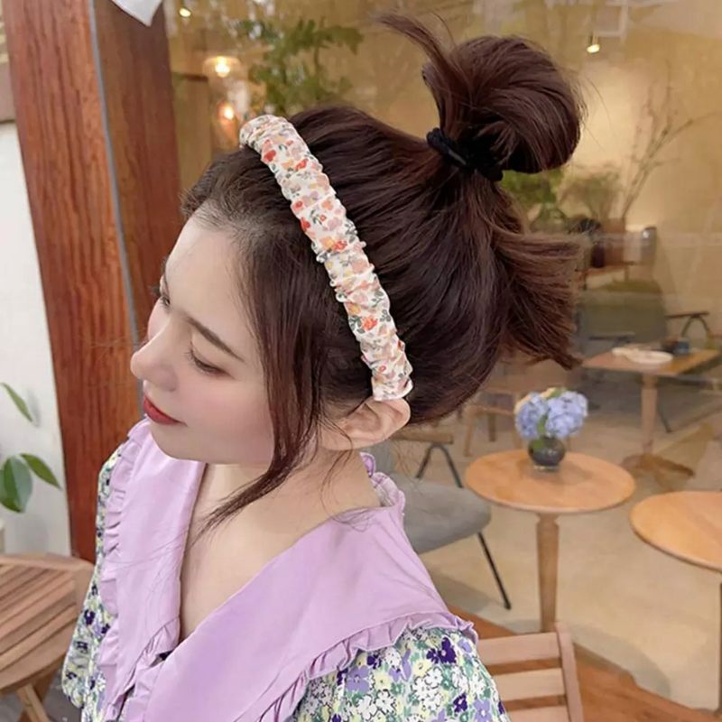 Cài tóc vải nhún hoa nhí phong cách Hàn Quốc